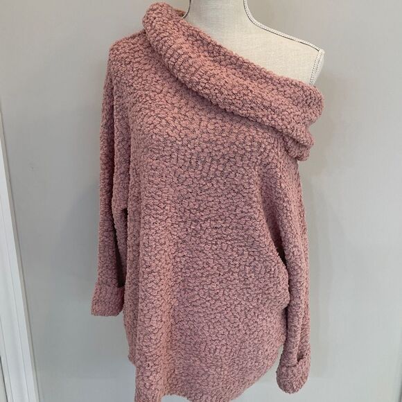 Pink medium, x large. Cowl neck sweater. Sherpa like knit. - Picture 2 of 5